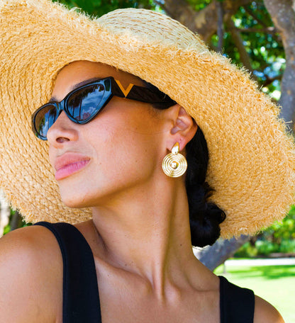 18k Gold/Rhodium Filled Designed Dangle Earrings (J278)