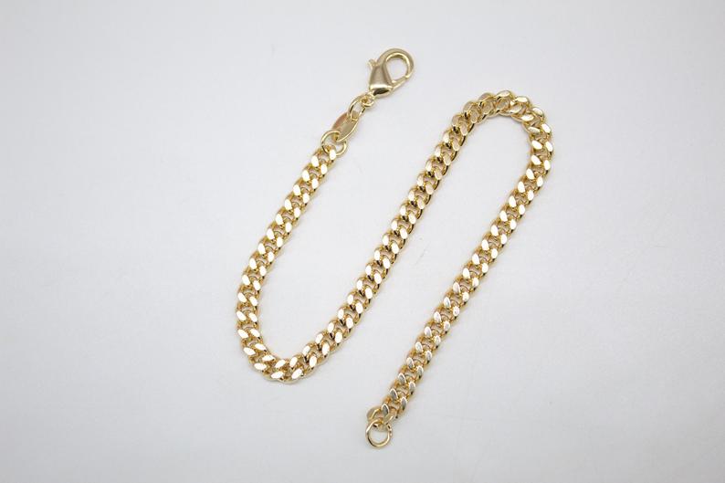 18K Gold Filled Cuban Link 4mm Chain Bracelet (I281)