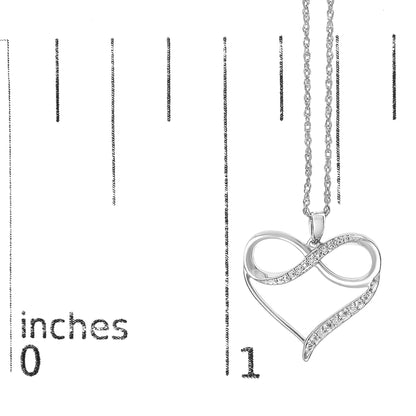 .925 Sterling Silver Diamond Accent Infinity Heart Love Pendant Necklace (J-K Color, I2-I3 Clarity) - 18" Inches