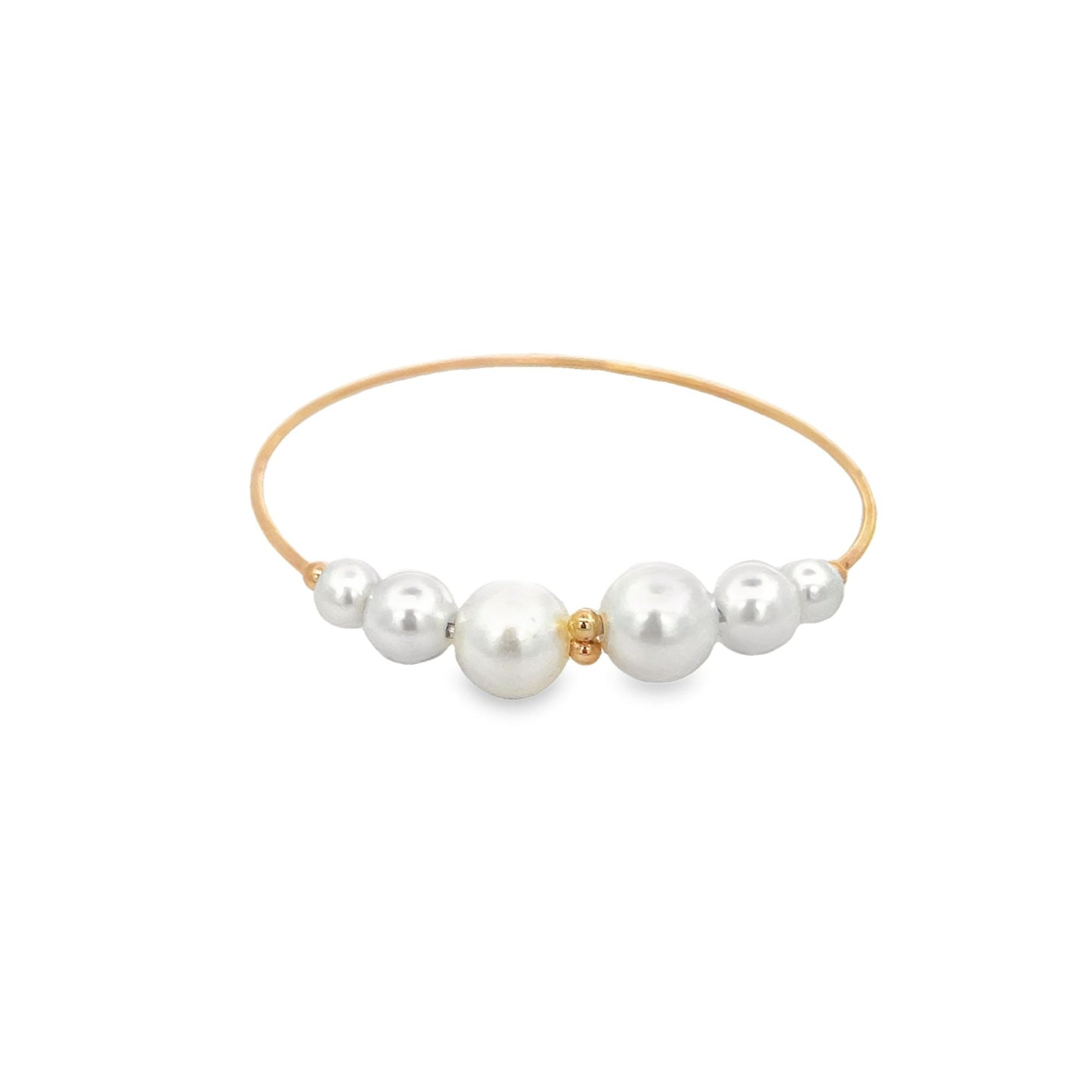 Wrist Cuff Bangle With Gold/Pearls Ball Beads (B2)