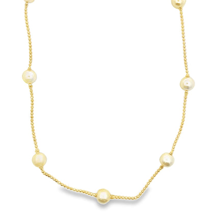 Ball Chain With 8mm Synthetic Pearls Necklace (F250)