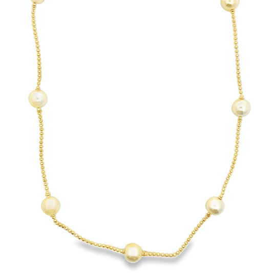 Ball Chain With 8mm Synthetic Pearls Necklace (F250)
