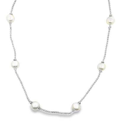 Ball Chain With 8mm Synthetic Pearls Necklace (F250)