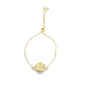 18K Gold Filled Adjustable Box Chain Bracelet With Clear and Multicolor CZ Stones And A Sea Shell Charm (I141)