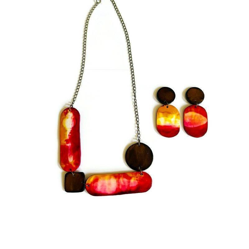 Abstract Earth Tone Jewelry Set