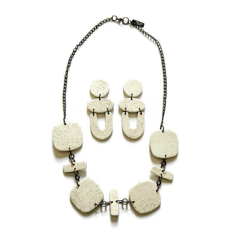 Modern Minimalist Clay Jewelry Set Handmade