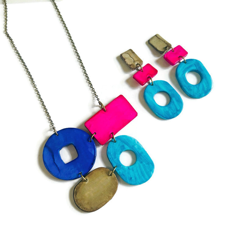 Colorful Geometric Jewelry Set Handmade