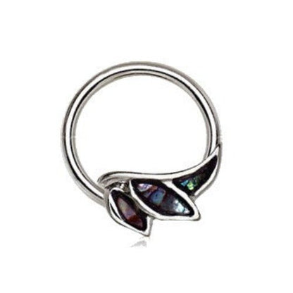 316L Stainless Steel Abalone Shell Angel Wing Snap-in Captive Bead Ring / Septum Ring