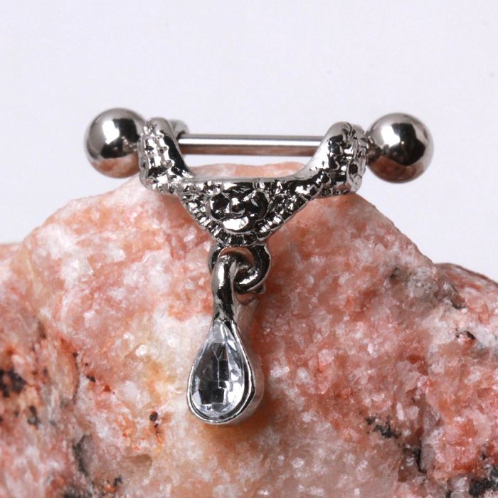 Celtic Floral Tiara Ear Cuff with Tear Drop Dangle-1