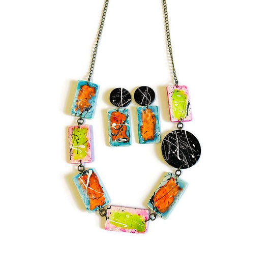 Paint Splash Jewelry Set Handmade