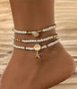 3 Piece Stretch Anklet Set - STARFISH SHELL
