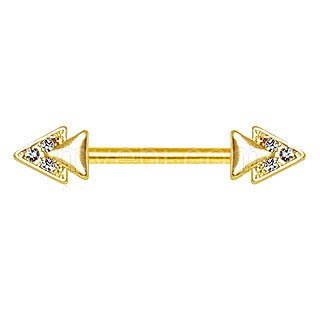 Gold Jeweled Double Triangle Nipple Bar